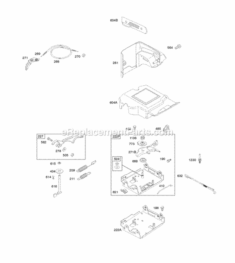 Controls Governor Spring Diagram and Parts List for 21M114-0129-E1  Briggs and Stratton Engine
